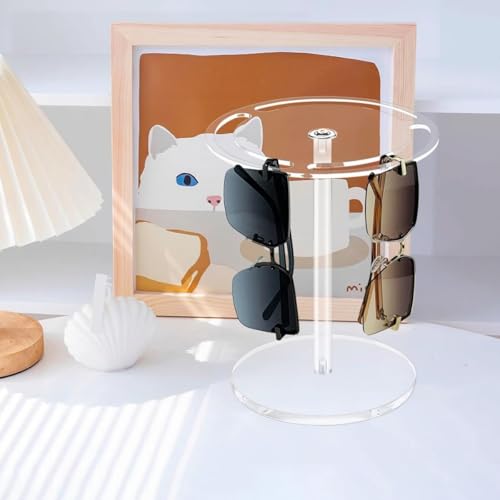 Ieron Sonnenbrillenhalter, 360 Grad drehbar, transparentes Sonnenbrillen-Aufbewahrungsregal, Brillenständer, geeignet für den Schreibtisch, Frisiertisch, Desktop