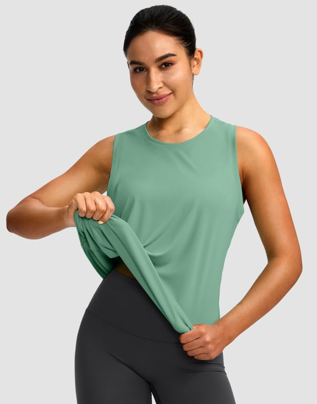 Image of Women's Workout Tops Racerback Athletic Tank Tops Sleeveless Loose Fit Yoga Running Gym Shirts for Women