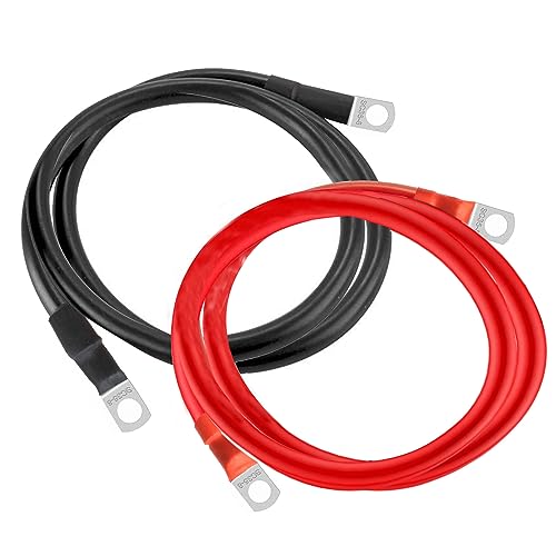 Idota Batteriekabel 35mm²/2AWG 50cm Batterie Kabel 12V Auto Batterie Verbindungskabel mit M8 Ring Klemmen für Autos Motorräder Solar Caravans Marine