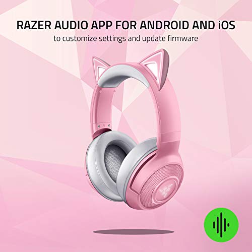 Image of Razer Kraken BT Kitty Edition: Bluetooth 5.0-40ms Low Latency Connection - Custom-Tuned 40mm Drivers - Beamforming Microphone - Powered Chroma - Quartz Pink