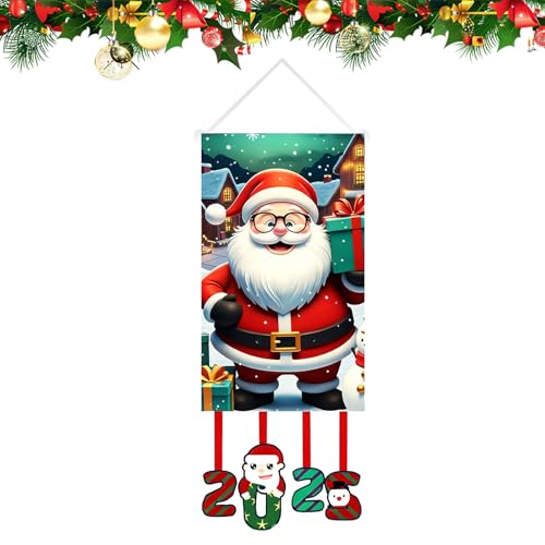 Huvqianu 屋外用クリスマスフラッグ | 防水 フェスティブ 装飾品,冬季 ガーデン フラグ 室内用 バナー,リビングルーム ベッドルーム パーティー 冬 アウトドア 壁 窓 ドア 庭 パティオ ポーチ用