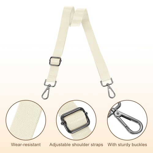 Image of uxcell Wide Shoulder Strap, 2.5cm Adjustable Purse Strap Replacement Crossbody Strap for Shoulder Bag Handbag, Beige, Black Pull Core Buckle