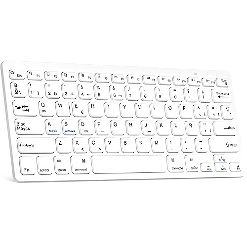 HZD Teclado Inalámbrico Bluetooth,Teclado Inalámbrico Portátil,para iPad/Mac/iPhone/PC/Laptop/Smartphone/Tablet/Ordenador y Cualquier Dispositivo con Bluetooth,Español Ñ