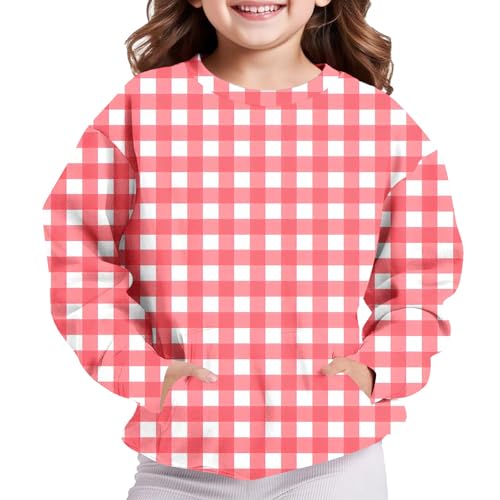 Girls Crewneck Sweatshirts Fashion Checkered Casual Hoodies Long Sleeve Oversized Pullovers Winter Preppy Clothes3