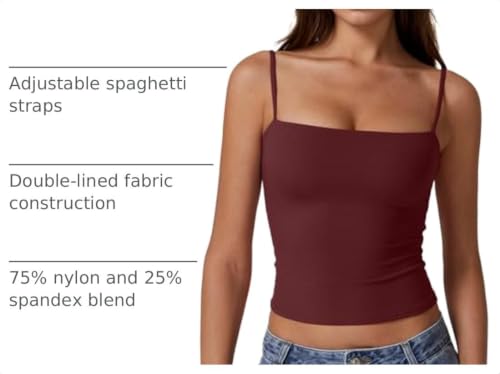 Image of QINSEN Women's Double Lined Basic Tank Top Adjustable Spaghetti Straps Sleeveless Camisole Shirts
