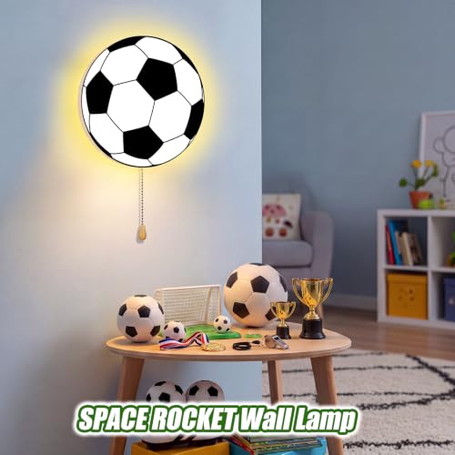 Image of Aurelema Soccer Night Light Wall Lamp Sleeping Nursery Lighting Cute Floating Battery Operated Hanging Lamp for Baby Boys Girls Bedroom Room Nursery Wall Decorations