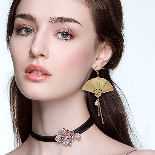 Asymmetric Fan Earrings, Sector Drop Earrings, Small Fan Dangle Earrings Cute Retro Ethnic Pretty Stud Earrings3