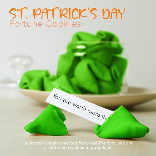 Stpatricksdayfortunecookies50packbulkindividuallywrappedgreenfortunecookieswith50uniquestpatricksdaythemedfotunepartyfavorscandybowlfillerclassicflavorby4esnovelty Urban Country Home Decor St patricks day fortune cookies 50 pack bulk individually wrapped green fortune cookies with 50 unique st patricks day themed fotune party favors candy bowl filler classic flavor by 4es novelty urban country home decor