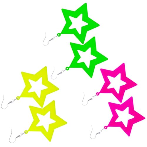 Glowing Party Earring Triplicate Topological Polyacrylate Designs with Streak Star Themes Excellent for Radon Theme Festivities 