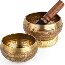 Tibetan Singing Bowl Set Authentic 2-Pack Handmade in Nepal Sound & Meditation Bowl Spiritual Decor for Yoga, Chakra Healing, Meditation Gifts, Unique Gifts for Women