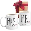 11oz white ceramic mr mrs coffee mug set gift for wedding anniversary engagement valentines bride groom newlywed couples mug set gift  urban country home decor