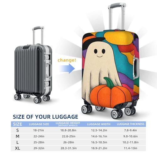 Cute Ghost And Pumpkin Elastic Travel Luggage Covers Dustproof Scratch-Resistant Suitcase Protector Fit 22-24 Inch4