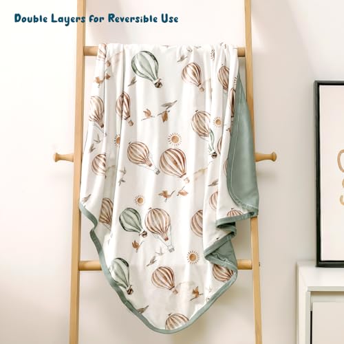 Image of GRSSDER Baby Blankets Super Soft Jersey Knit Swaddle Blanket for Baby Girls and Boys, Double Layer Receiving Blankets 34 x 44 Inches, Extra Large for Baby Swaddling, Balloon Print