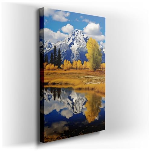 Wall Decor: Autumn Meets Winter In A Tranquil Lake Reflection,