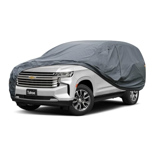 Image of GUNHYI Premium Car Cover Custom Fit Chevrolet Tahoe (2007-2026), 16 Layers Heavy Duty Car Cover Waterproof All Weather with Zipper Door for Sun Rain Snow Dust Uv Protection