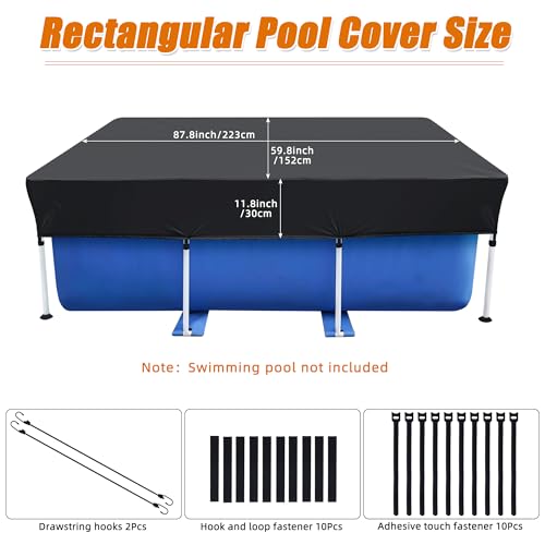 Cobertor rectangular para piscina 7x4 ft resistente miniatura 3