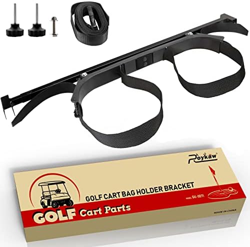 Roykaw Golf Cart Bag Holder Bracket Attachment for Rear Seat - Fits EZGO Club Car Yamaha - No Drilling Required/Easy Disassemble Design/Steel Frame Bracket - More Sturdy