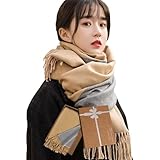 [Hoomoi] マフラー レディース 人気 カシミヤタッチ ストール 大判 マフラー ファッション 冬 厚手 両面 使える ギフトボックス付き 無地 学生 誕生日プレゼント フリンジ生地 襟巻き 秋冬定番 クリスマスプレゼント