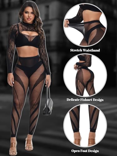 Women Sexy Tights Fishnet Opening Leggings Stripe Pantyhose Black Socks Lingerie Pants3