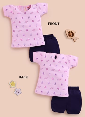 Image of LuvLap Baby Girls Regular Fit 100% Cotton Half Sleeves Girls Top CoSet Pack of 3