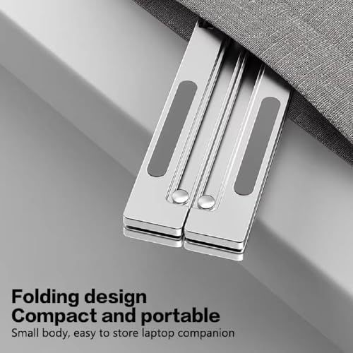 Image of Stand with Cooling Fan Adjustable Aluminum Foldable Riser - Portable Ergonomic Notebook Stand Holder for Desk with 7 Level Height