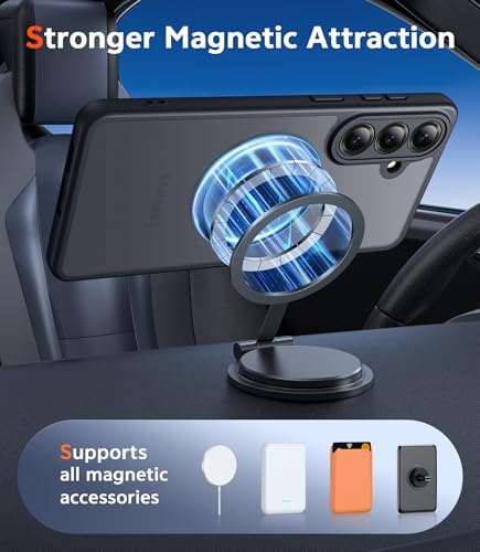 Image of FNTCASE for Samsung Galaxy S26-Plus Case: Matte Magnetic Phone Cases with Screen Protector Compatible with Magsafe Slim Anti Yellowing Protective Translucent Cover (Frosted Black Magnetic)