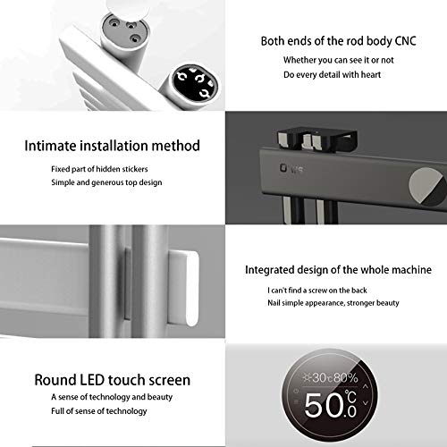 Badkamer witte elektrische verwarming handdoek radiator wit wandmontage, constante temperatuur verwarming, touch panel… - Image 3