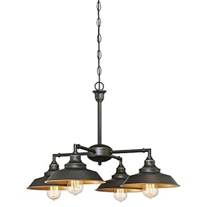 Westinghouse 6345000 Four Light Indoor Iron Hill Chandelier 4 Oil Rubbed Bronze with Highlights