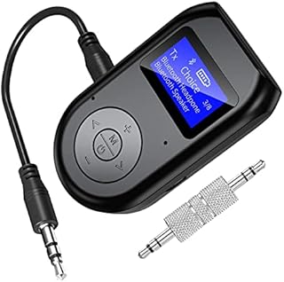 Bluetooth Transmitter Receiver, Low Latency 4-in-1 Wireless Bluetooth 5.0 Audio AUX Adapter with Display Screen for Car/Home Stereo System, Hands-Free Call, TV,PC