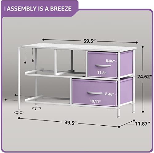 Sorbus Kids Dresser with 5 Fabric Drawers & Wood Top (Pastel Purple) - image 4