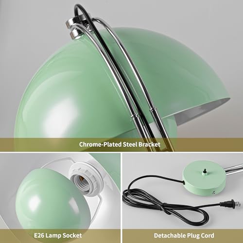 Image of Mid-Century Modern Bud Plug in Wall Sconces for Bedroom, Pastel Green | Indirect lighting reading wall lamp, all-metal construction, plug-in or hardwired install, fits bedroom bedside, living room