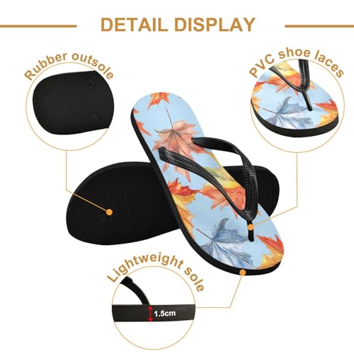 CEBUGI Unisex Flip Flop -Flat Sandal -NonSlip Couple Slippers -Natural Rubber Foam Soles Ultimate Comfort and Durability for Indoor Outdoor|Autumn Maple Leaf2