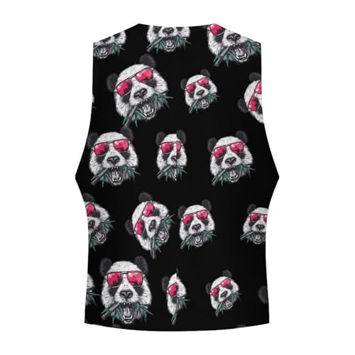 Cool Panda Wearing Glasses Novelty Men's Suit Vest Funny Formal Dress Vests Business Waistcoat4