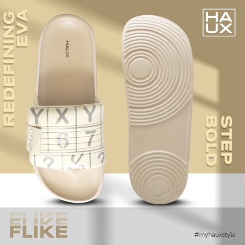 Image of HAUX Stylish Men's Sliders - Comfortable Slip-On Sandals with Modern Look | Lightweight, Durable, and Comfortable Footwear for All-Day Wear