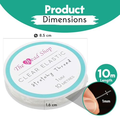 Clear Bracelet String, Elastic String for Bracelet Making - Jewellery Making Supplies - Clay Bead Stringing, Elastic Thread, Invisible Thread - 1mm 10 metres