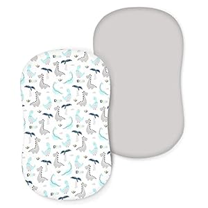 Bassinet Sheets JERORAY for Girls and Boys, 2 Pack Stretchy Ultra Soft Jersey Knit Bassinet Mattress Pad Cover, Grey…