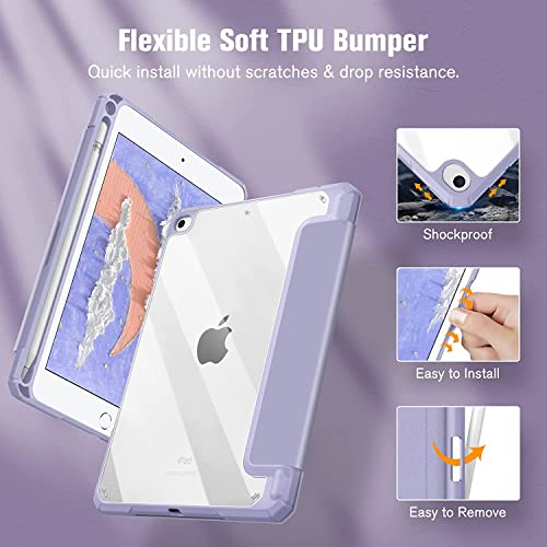 Image of SwooK Hybrid Case for 7.9 inch iPad Mini 5 /4 - Clear Back Shell Flip Cover (Lilac Purple)