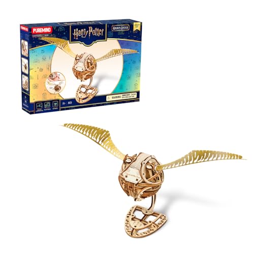 PUREMIND Harry Potter Goldener Schnatz 3D-Holzpuzzle offiziell Lizenziertes Sammlerstück mit beweglichen Flügeln Magnetöffnung & Geheimfach Geschenk für Fans