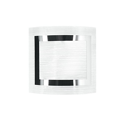 F.A.N. EUROPE Lighting I-OAK/AP iluminación de pared Apto para uso en interior Cromo, Blanco E27 60 W - Lámpara (Cepillado, Rectángulo, 1 bombilla(s), 60 W, E27, Cromo, Blanco)