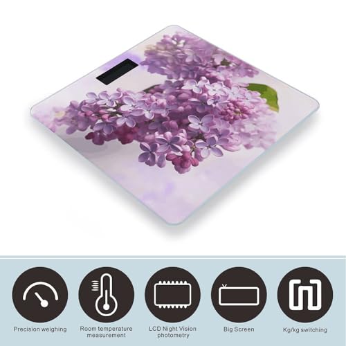 Báscula digital Lilac Flowers para peso corporal, pantalla LCD grande miniatura 3