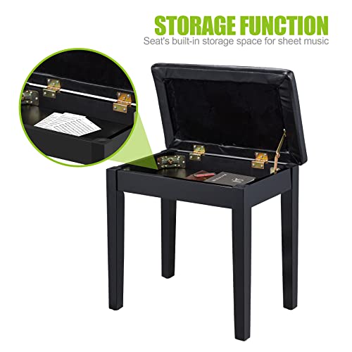 Rynsto Piano Bench With Padded Cushion And Storage Function For Music Books,Pu Leather Keyboard Bench (Black) #TOP7