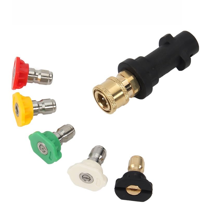 Replacement K Series Adapter And Five Color Nozzle for Cleaning - High Pressure Washer Foam Cannon Accessory with 1/4 Quick Connect Fitting,For Karcher K2-K7 Pressure Washer Accessories