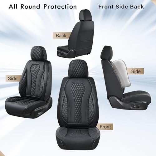 Image of Coverado Seat Covers, Car Seat Covers Front Seats, Black Car Seat Cover, Waterproof Car Seat Covers, Car Seat Cushion, Front Car Seat Covers Leatherette Car Seat Protector Universal Fit Most Cars