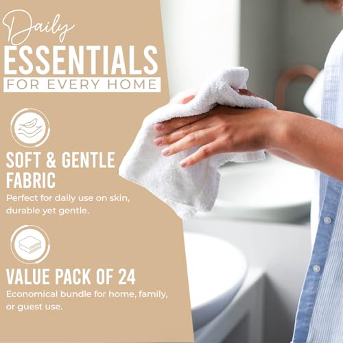 Image of DAN RIVER 24 Pack Wash Cloths for Showering [12x12] - 100% Cotton Washcloths Premium Quality Flannel Face Cloths for Bathroom, Highly Absorbent and Soft Feel Wash Clothes, Tan