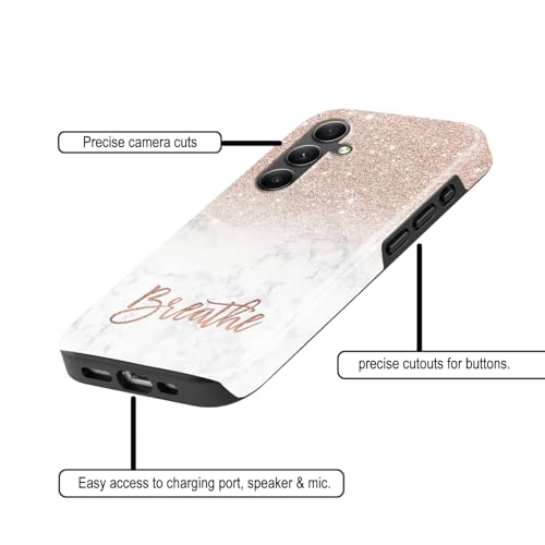 Image of COLORflow Back Cover Compatible with Samsung Galaxy A34 5G | (Best for Girls) Quotes (Breathe) Marble | Designer Printed Glossy Armoured Bumper Back Cover Compatible with Samsung Galaxy A34 5G