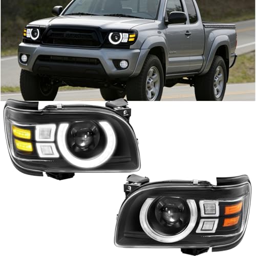 JAPDAMP Headlights Assembly Compatible with 2001 2002 2002 2003 2004 Tacoma Chrome Halogen Headlight Assembly Replacement Direct Headlamp Assembly Driver & Passenger Pair