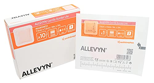 Allevyn Gentle Border Lite Foam Dressing 3 x 3 (7.5 cm x 7.5 cm) Sterile Adhesive Pack of 10