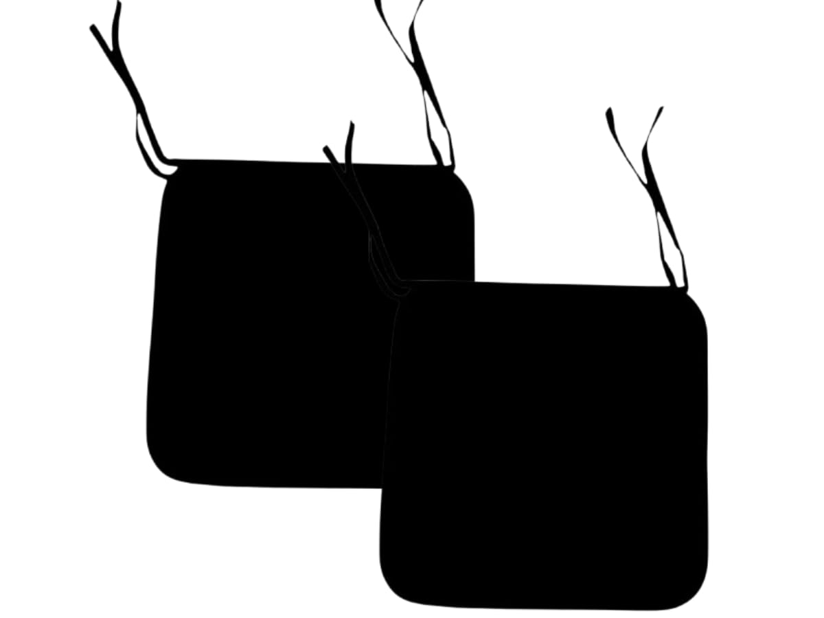 L S U Waterproof Chair Cushion Seat Pads Outdoor Tie-On Garden Patio Kitchen Office Chairs- Pack of 2, 4, 6, 8 (Pack 2 Black)