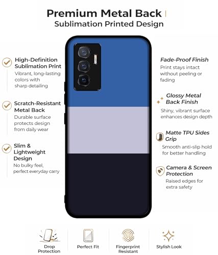 Image of Three Color Stripes Design Premium 2D Printed Metal Back Case Cover for Vivo V23E 5G / Y75 4G