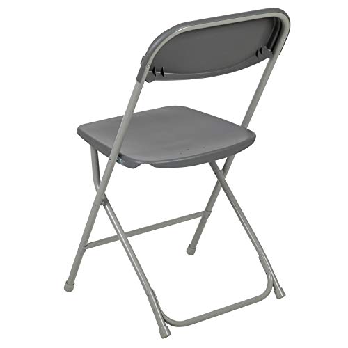 Image of Flash Furniture Hercules Series Plastic Folding Chair - Grey - 650LB Weight Capacity Comfortable Event Chair - Lightweight Folding Chair